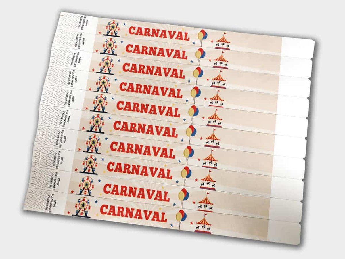 Tyvek Polsbandjes | Carnaval Kermis | 250 Stuks
