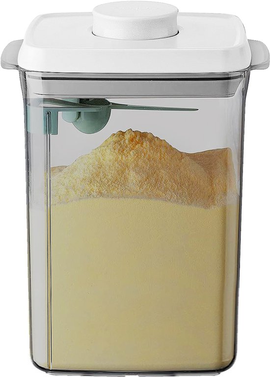Ankou- Vacuum Anti-UV versie Luchtdichte Babyvoeding- & Bewaarcontainer (2300ml) met drukknop -UV bescherming– inclusief maatschep - Rond - BPA vrij- melkpoeder container bewaardoos-reisbox-bewaarbus — afbeelding 3