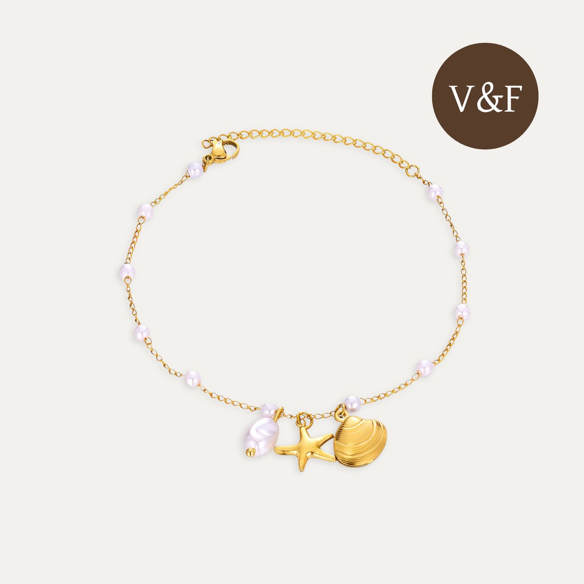 V&F Enkelbandje - Enkelbandjes dames - Enkelbandje Goudkleuring - Sieraden
