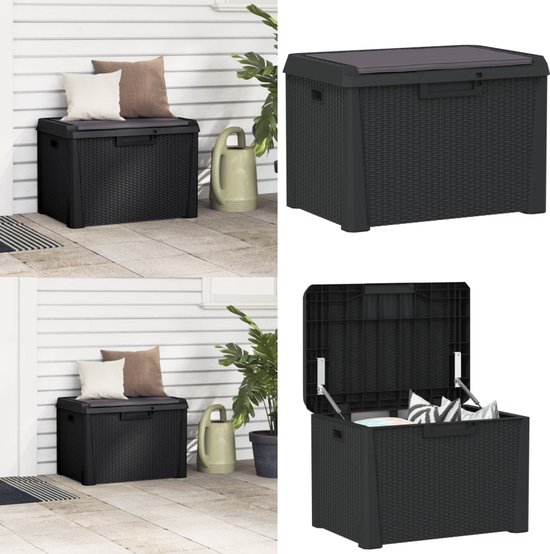 Vidaxl Kussenbox 77,5x44,5x53 cm polypropeen antracietkleurig