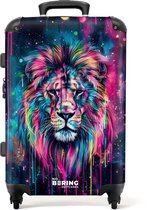 NoBoringSuitcases.com® - Grande valise Lion - Néon - Graffiti - Bagage - Valise de voyage - Valise chariot - Valises 67cm