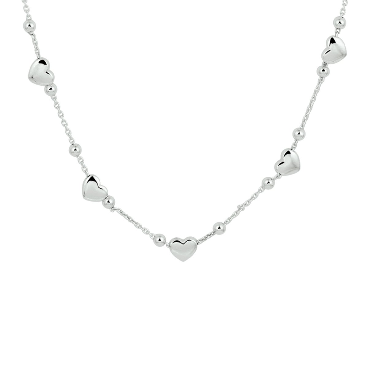 Zilver Gerhodineerde Collier hartjes 1 1332808