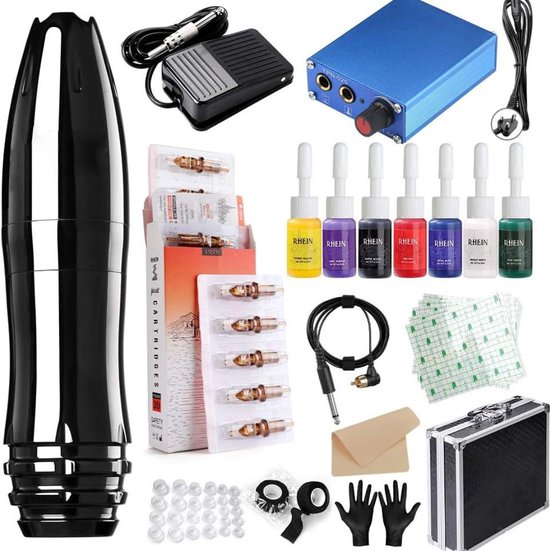DailySupplies® Tattoo Machine met Accessoires - Tattoo kit Draadloos - Complete Set - Zwart