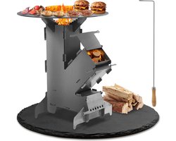 Rocket stove Kachel Kooktoestel Campingkooktoestellen Kookset Buiten Koken BBQ incl. grillplaat en firepitpook