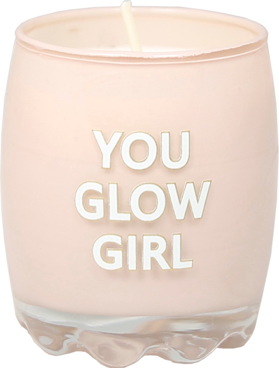 MY FLAME - mini sojakaarsje in shotglaasje - YOU GLOW GIRL - Green Tea Time - 20 branduren - 5.5 x 6 cm