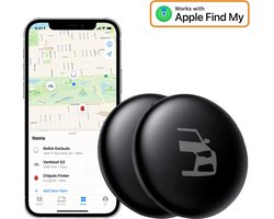 VCTparts® 2-Pack Smart Tag Bluetooth/GPS Locatie Tracker met Live Tracer Maps en Anti-Diefstal Functie - Werkt met Zoek Mijn App - IOS/iPhone zwart