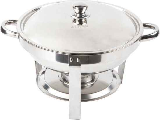 Alora chafing dish rond 4.5L per 2 - geschikt voor soep - buffet - Set van 2 - voedsel verwamer - voedsel warmhouden - met deksel - buffetwarmer - roestvrij staal - 4.5 liter inhoud - warmhoudplaat - bain maria - warmhoudbakken - Warmhoudschalen — afbeelding 2