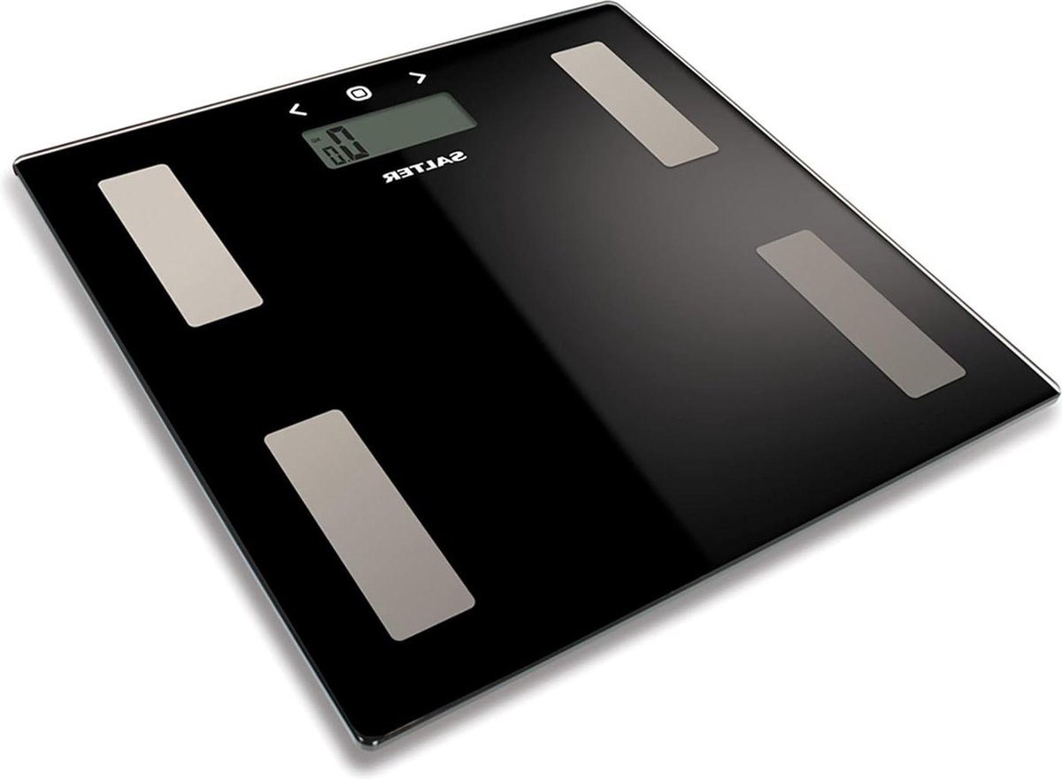 BK3R glazen weegschaal met lichaamsanalyse - meetgewicht BMI lichaamsvet - geheugen voor 8 gebruikers - zwart - digitaal display