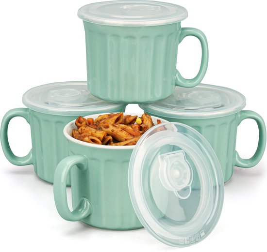 Tasse à Soupe Avec Poignée - Bol à Soupe Micro-ondes 400 Ml Céramique Bleu