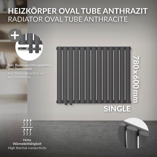 Luxebath Paneelradiator Enkellaags 600x300 Mm Antraciet, Design Badkamer Radiator Middenaansluiting