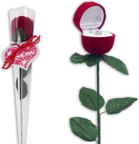 Boîte à bagues rose incl. Bague GRATUITE - proposition - fiançailles - mariage - demande en mariage - amour - rouge - saint valentin - boîte à bijoux - bague - cadeau