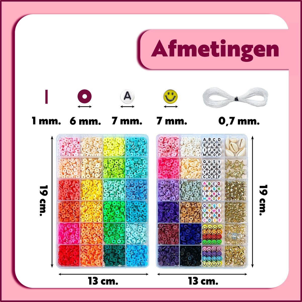 Kralenset incl. E-Book - Luxe Polymeer Kralen Set - 36 kleuren - Katsuki Kralen - Incl. Rijgnaalden en Draad - Smiley Kralen - Bedels - Letterkralen - DIY Sieraden Maken - Armbandjes Maken - Kralendoos - Platte Kralen — afbeelding 8