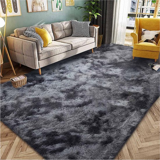 Tapijt voor slaapkamer, decoratie, pluizig, shaggy-tapijt, lang, zacht, voor woonkamer, slaapkamer, voetmat (80 x 120 cm, wit