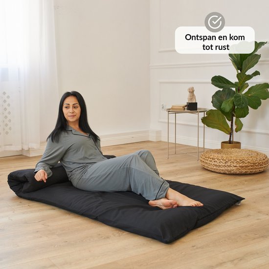 Dremdo Japanse vloermatras. Futonmatras voor slapen, loungen, kamperen, yoga. Opvouwbaar, draagbaar, memory foam, polyester, pluche, 190x200cm