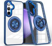 Étui Magsafe adapté pour Samsung Galaxy S24 FE étui Transparent Blauw - Avec Béquille Support Ring Rotatif