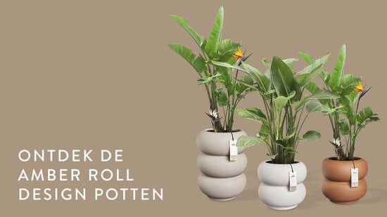 Elho Amber Roll High 43 - Bloempot voor Binnen & Buiten - Gemaakt voor elke dag - Ø 43 x H 58 cm - Linen white