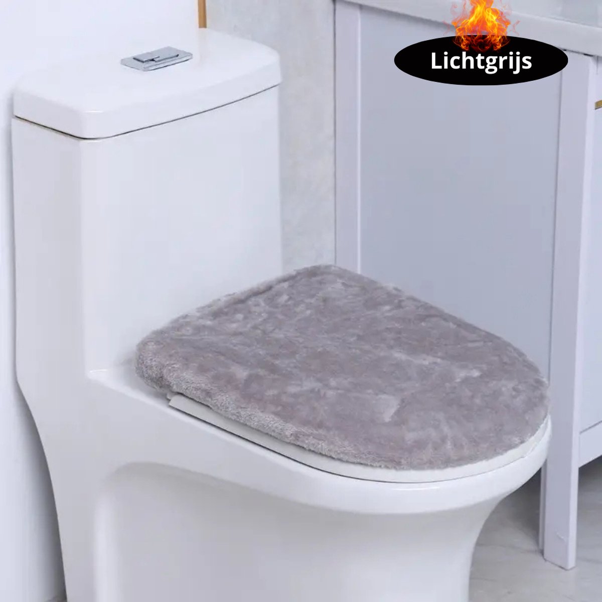 Livano Wasbare Toiletbril Cover - Wc Bril Hoes - Toiletbril - Wc Deksel - Toiletafdekking - Verwarmde Wc Bril - Lichtgrijs