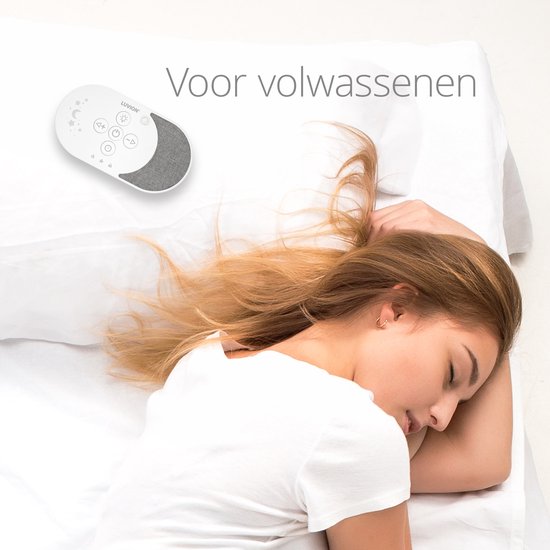 Slapende vrouw met witte ruismachine.