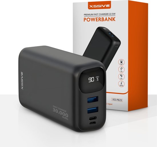 Xssive Powerbank 30000 mAh Snellader Zwart