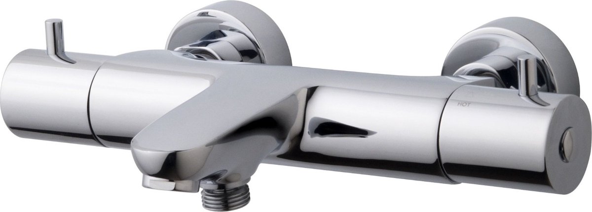 Sanifun Trendi Thermostatische Badmengkraan Chroom 150 mm–Opbouw Badthermostaat met Omstelknop