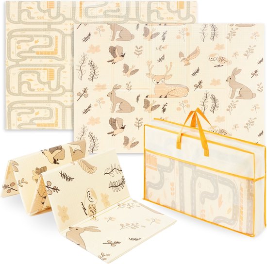 Schuimmat voor Baby's, Dubbelzijdige Opvouwbare Mat Groot 180 x 120 x 1 cm, Boho-stijl Mat voor Kinderkamer, XPE Schuimmat voor Baby