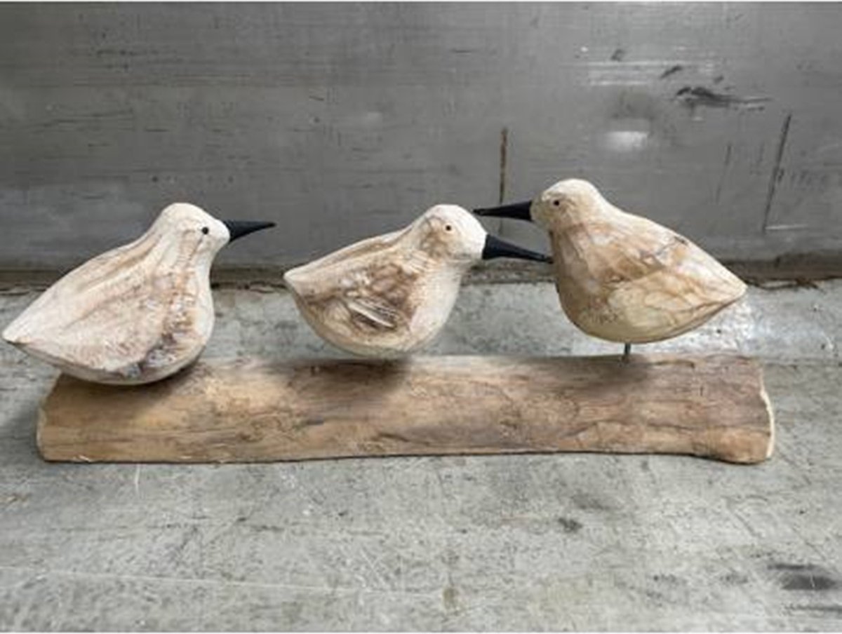 3 vogeltjes van hout H25  - handgemaakt - trendy