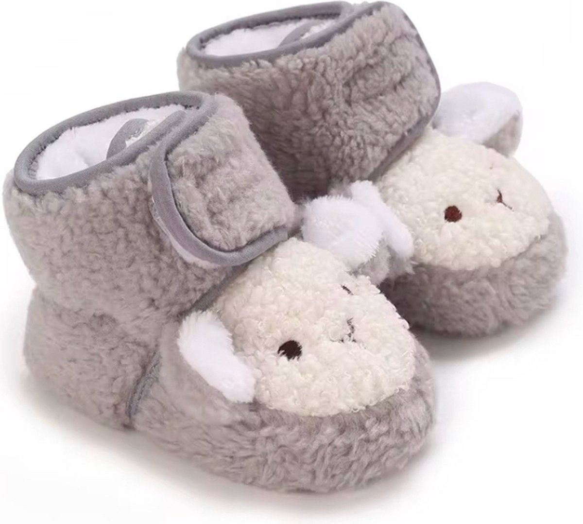 Zachte en warme sloffen - Pantoffels voor baby van Baby-Slofje - Lichtgrijs - maat 6-12 maanden - 12 cm zool - kraamcadeau