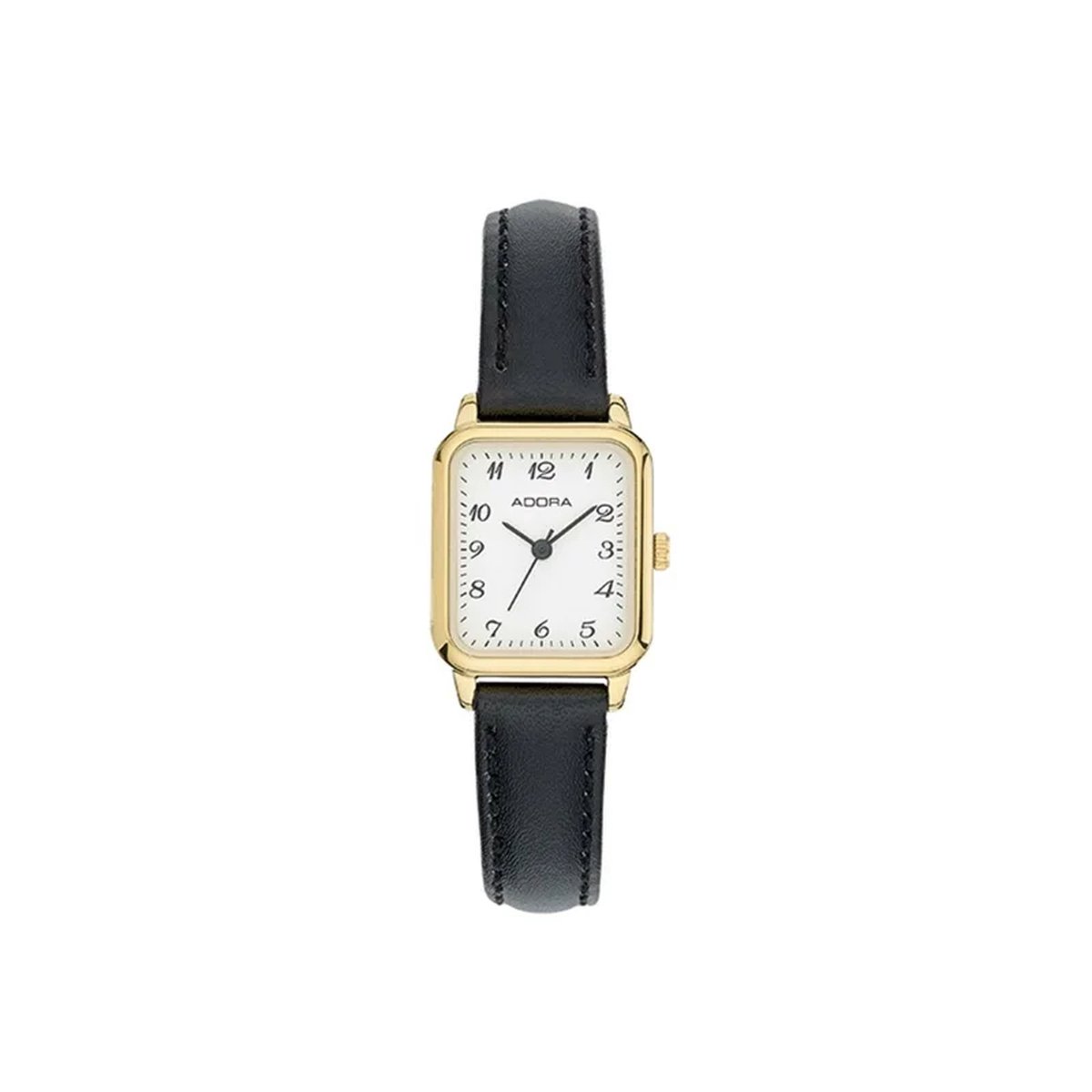 Adora Dames Quartz Horloge AB6565 met Leren Band en Goudkleurige Wijzerplaat