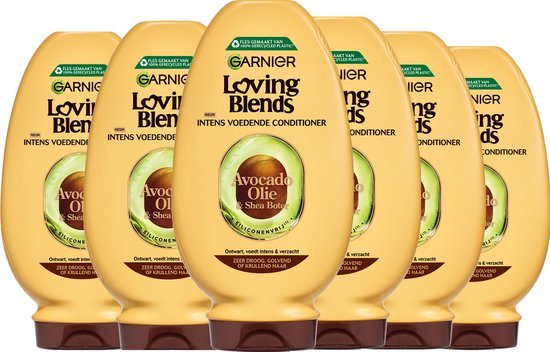Garnier Loving Blends - Conditioner - Avocado Olie & Karité boter - 6 x 250 ml - Droog of Pluizig Haar - Voordeelverpakking Unisexe