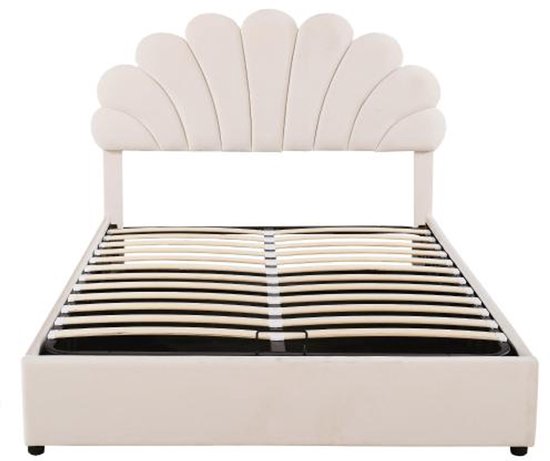 Gestoffeerd bed 90x200 cm met LED - PU leer materiaal - met lattenbodem - Roze