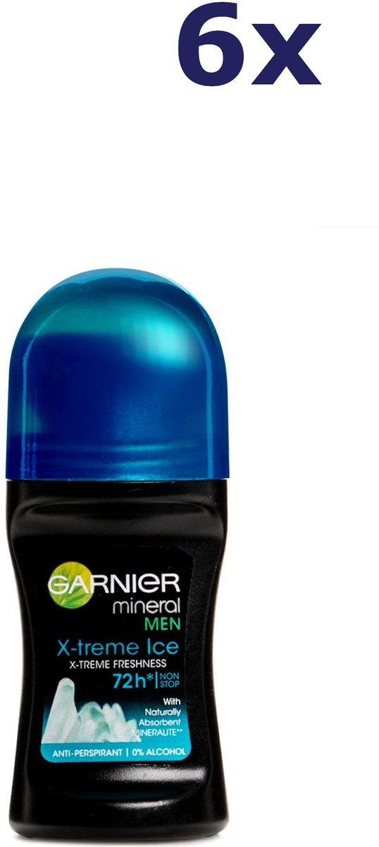 6x Garnier Roll On 50ml For Men Xtreme Ice Deodorant