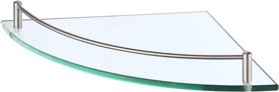 Glazen Hoekplank Voor Badkamer Hoek Douche Plank 2 Pack Gehard Glas Plank Met Rail Sus 304 Roestvrij Staal Aan De Muur Gemonteerde Geborstelde Afwerking