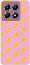 Coque de téléphone compatible avec Xiaomi 14T - Motif éclairs - Jaune - Rose - Coque en Siliconen