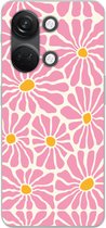 Coque de téléphone compatible avec OnePlus Nord 3 - Motif Fleurs - Rose - Beige - Oranje - Siliconen