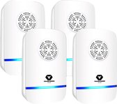 Vulpes Goods® Verjager - Ultrasone Muizenverjager PRO - 8-in-1 Ongedierte Verjager - Muizenverjager voor binnen - Pest Reject - Ongediertebestrijding - Insectenverjager - Muggenverjager - 4 Pack - Wit