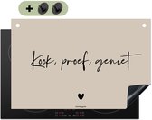 KitchenYeah® Protection plaque induction 83x52 cm - Beige - Citation - Cuisiner, goûter, savourer - Protege plaque de cuisson - Couvre plaque induction - Protecteur d'induction - Cuisine