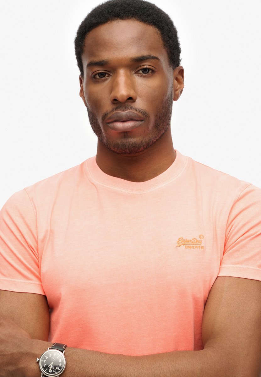 Superdry Essential Logo Geborduurde Neon T-shirt Heren T-shirts Oranje