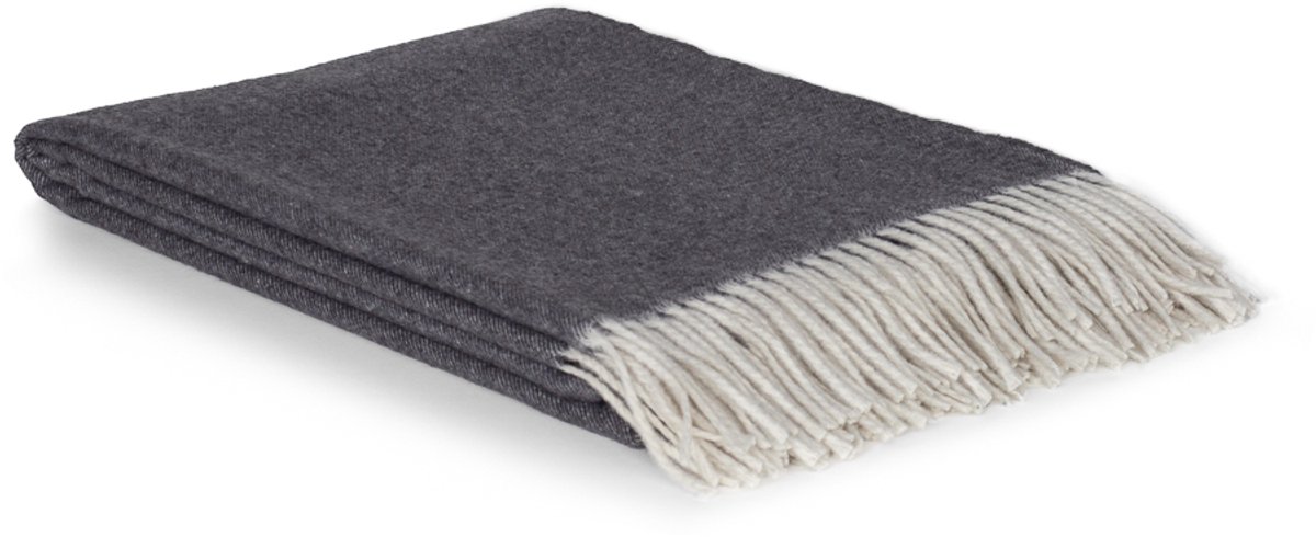 Most Plaid Tibet - 50% Kasjmier wol, 50% Merino wol- 140 x 200 cm - donkergrijs