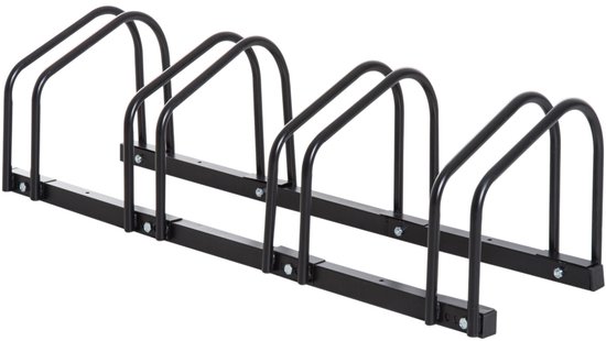 Foto: Fietsenrek 4 fietsen 100 cm vloer wandmontage fietsenstandaard zwart band tot 5 5 cm breed