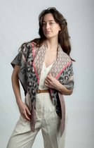 Châle d'amour - Accessoires Junkie Amsterdam- Femme - Automne hiver - Tricot - Driehoek - Texte tricoté camel - Rose rouge gris noir