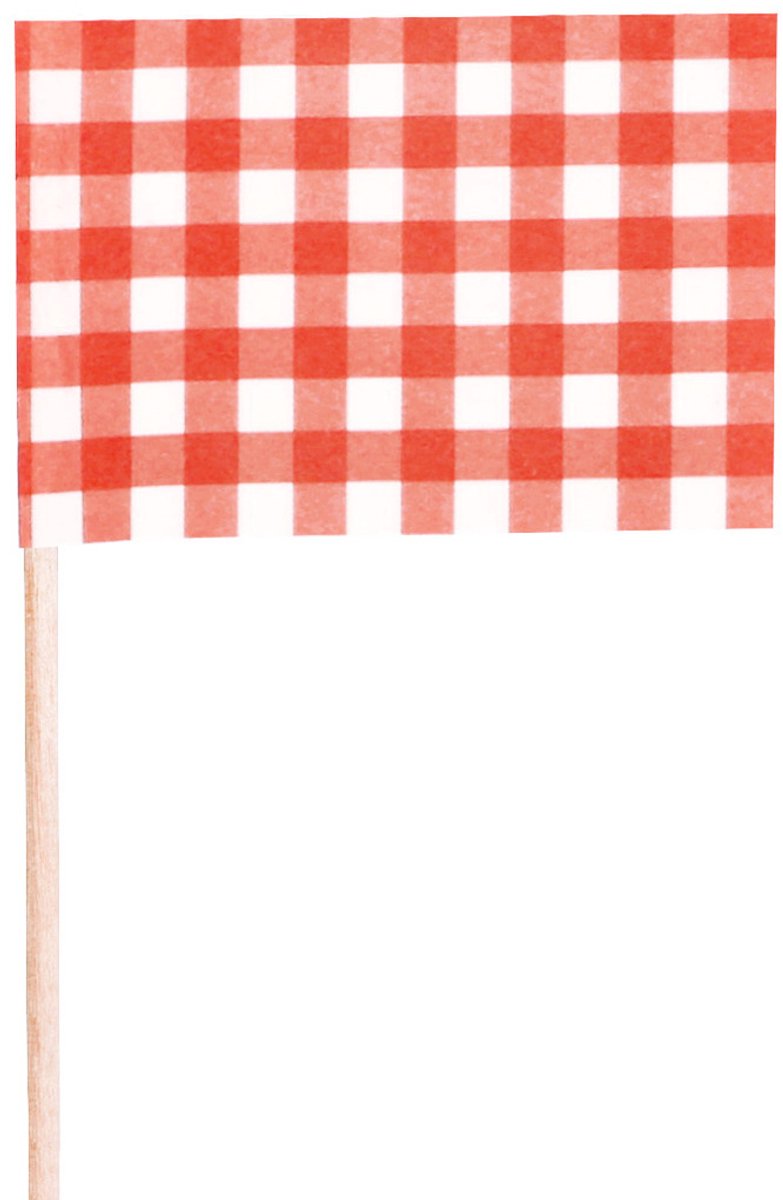 Papstar Cocktailprikkers/prikkertjes - Boerenbond - 200x stuks - 8 cm - ruitjes - tapas - hapjes