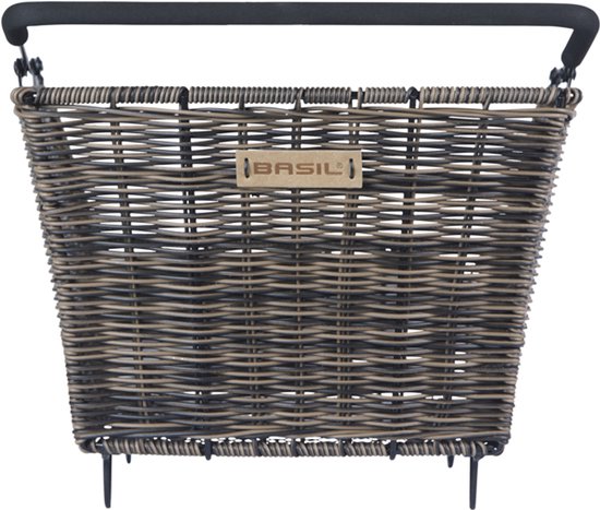 Basil Cento Rattan Look Multi System Fietsmand - Achter - Kunststof rotan - Bruin -22 Liter van Basil — afbeelding 4