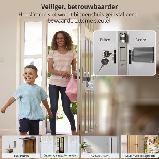 Lio Home Slim slot deur Draadloos - Cilinder 30/30 - Bol