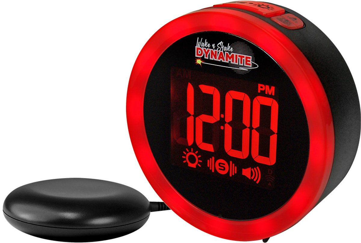 Geemarc Wake 'n' Shake Dynamite trilwekker – 95 dB alarm – rood flitslicht