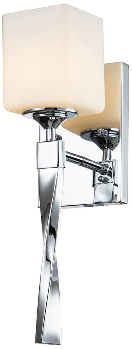 Licht Erlebnisse Licht-Erlebnisse - Kilda - Wandlamp - IP44 - 3000K - 300lm - G9 - van - Staal opaal glas - in - Gepolijst chroom wit - Wandlamp Badkamer Gepolijst chroom|wit