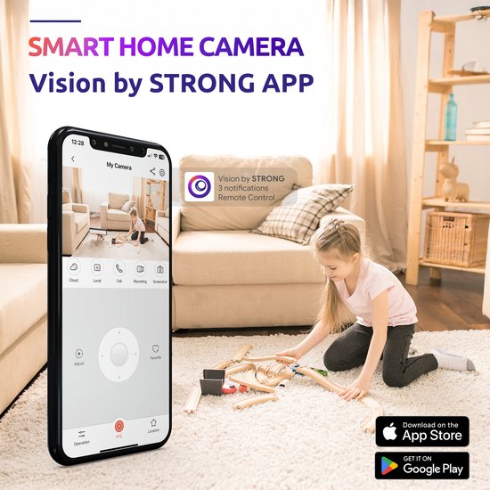 STRONG - SHC04IR0-W - Beveiligingscamera draadloos - Wi-Fi - 2K (4MP 2560x1440) - Personen-, baby-, huisdierdetectie - 360° panoramisch zicht - Nachtzicht - Ingebouwde microluidsprekers - Gemakkelijk te gebruiken met de Vision by STRONG toepassing van Merkloos — afbeelding 3