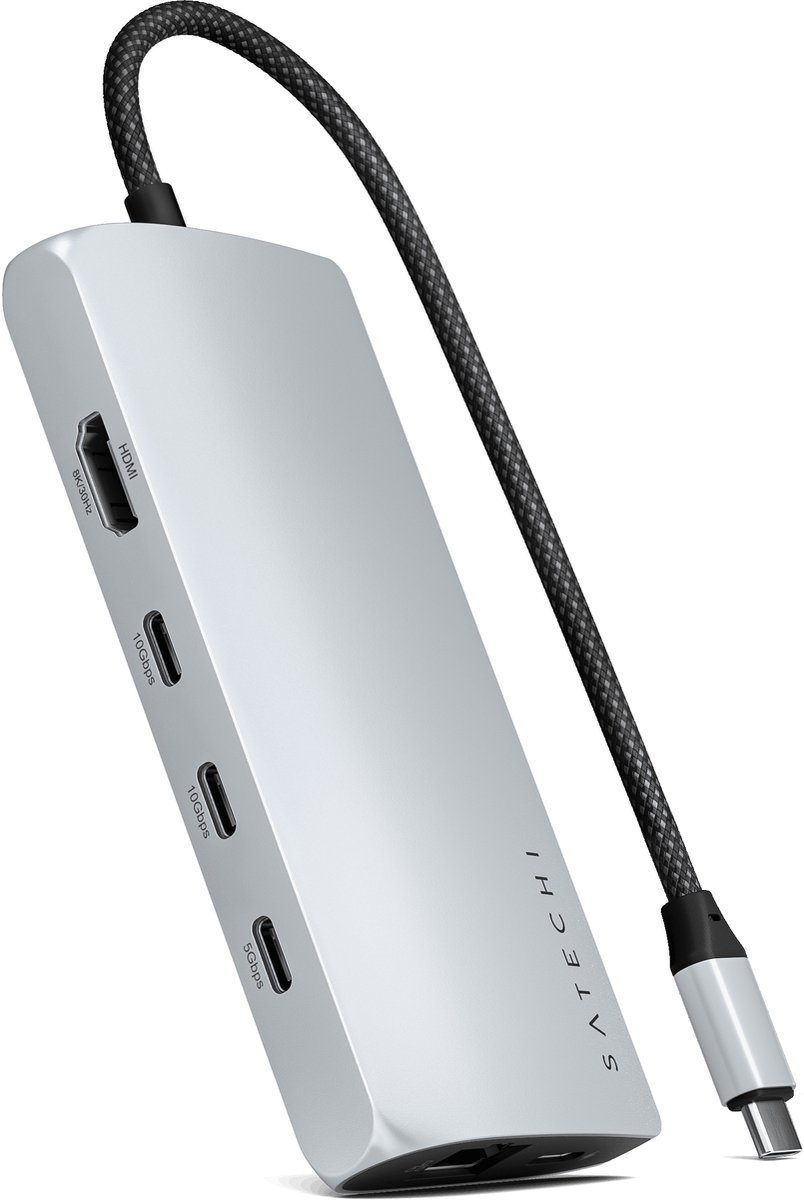 Satechi USB-C Multiport Adapter 8K with Ethernet V3 - Grijs