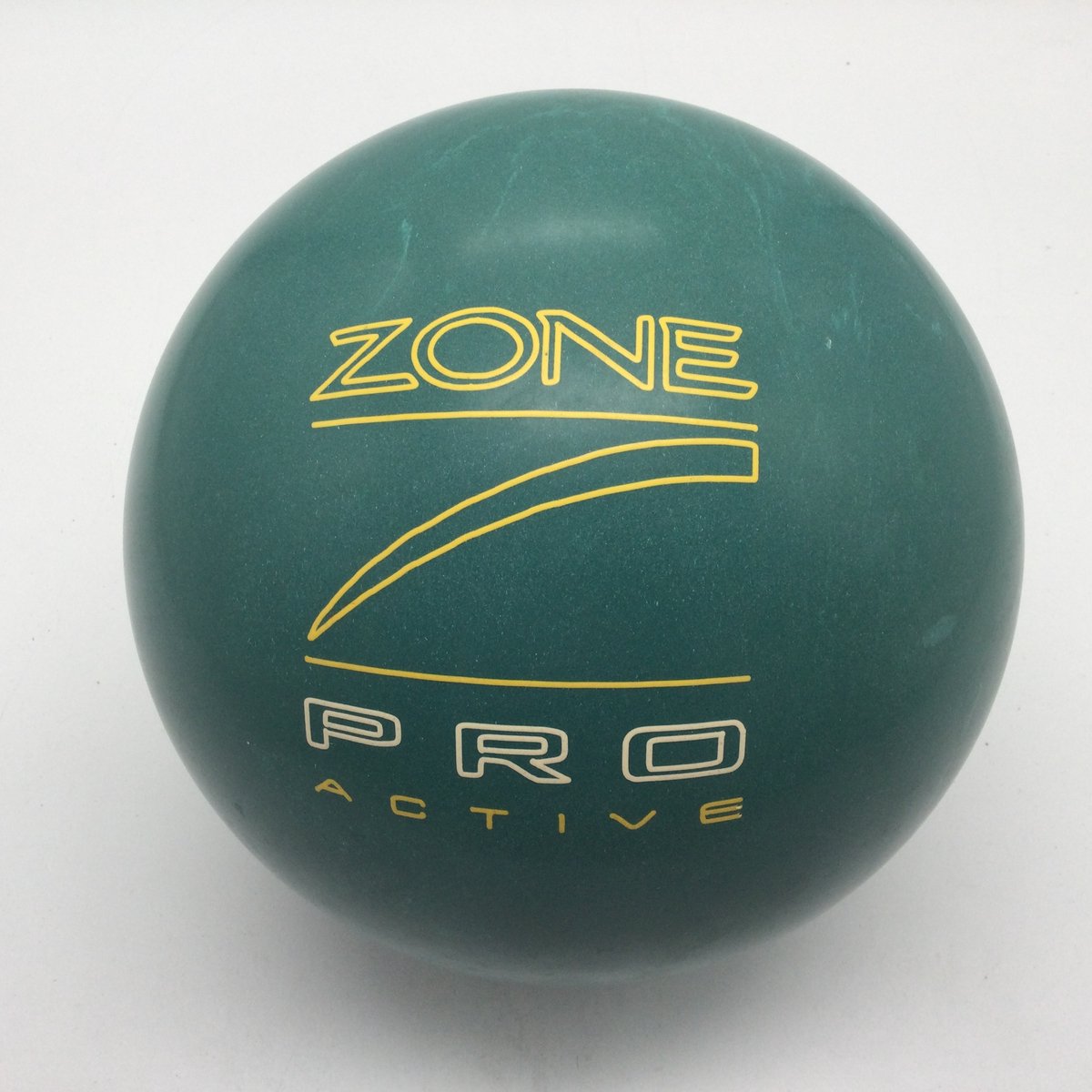 Bowling Bowlingbal Brunswick, 'Zone pro teal' , reactive bal, 15 p, groen, 3 graveringen die geel zijn ingekleurd, Ongeboord, zonder gaten