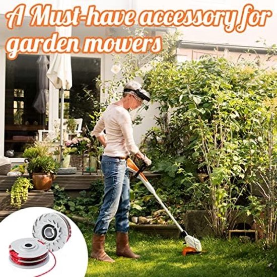 2 stuks grastrimmer spoel en lijn geschikt voor Flymo, standaard 1,5 mm grasmaaier vervangende spoel dubbele lijn autofeed grastrimmer draad string en Decker geschikt voor FLY021/513937190 Mini Trim Power Trim Contour — afbeelding 5