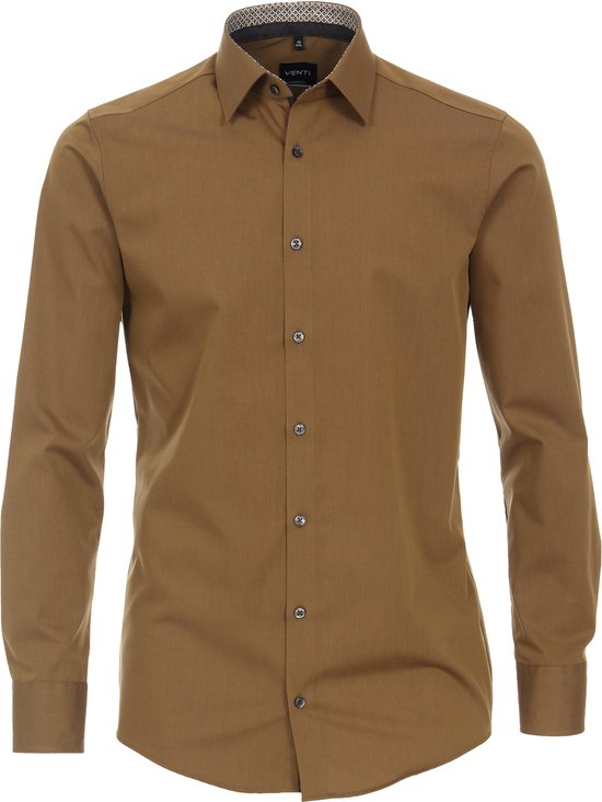 Chemise VENTI Modern Fit - popeline - jaune ocre - Repassage facile - Col : 38